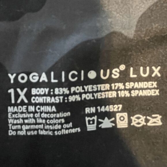 Yogalicious Lux High Waist Leggings Black Gray Camo Print Ankle 1X - Picture 4 of 7